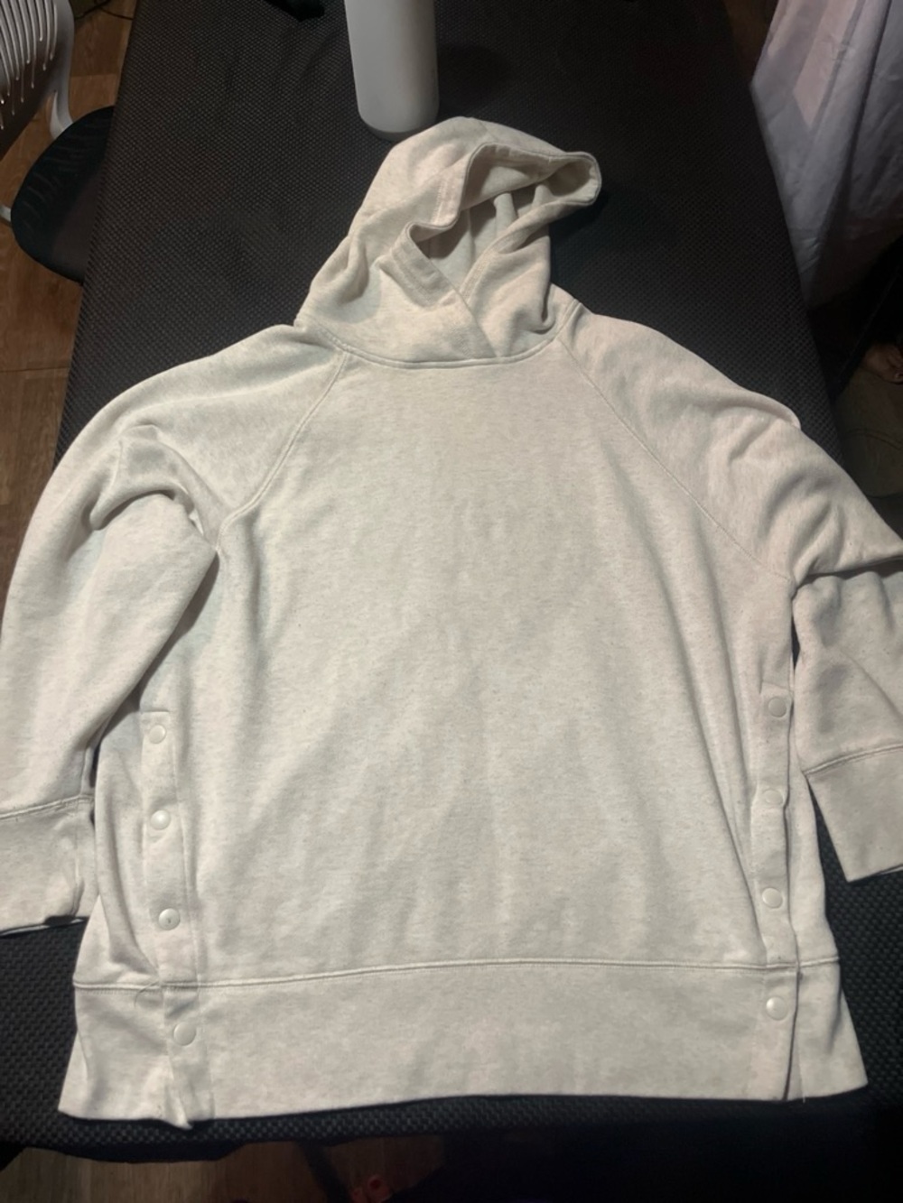 aerie Light Gray Pullover Hoodie with Side Snap Details